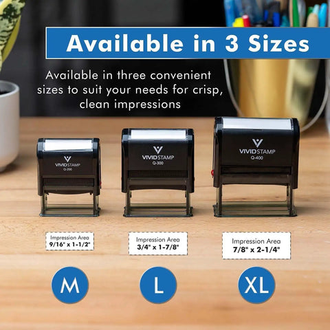 Copy By Date Self Inking Rubber Stamp Featuring Slick Red Ink Flow And Transparent Bottom For Your Daily Office Grind No Sweat Reinkable Tool 3 sizes displayed on wooden desk.