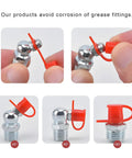 Close-up views of Grease Fitting Cap Kit For Cars Trucks And Motorcycles 150 PC M6 M8 M10 Zerk Cap with retaining ring