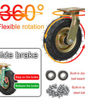 Built Ridiculously Tough Heavy Duty Pneumatic Caster Wheels 8 Inch 10 Inch with swivel and side brake for outdoor use.