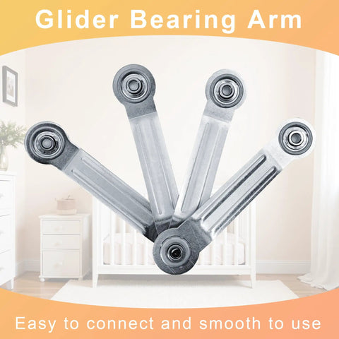 4 Pack Glider Bearing Arm Bracket Hardware For Rocker Replacement Parts 6.4 Inch Length silver galvanized bearing arms