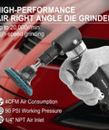 Gunpla 1/4-inch angle air die grinder with 90° head and sanding disc on car body