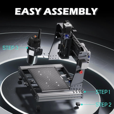 Genmitsu 3020-PRO Ultra CNC router machine with all-metal frame and visible 710W spindle over a grid work bed