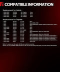 Compatibility chart for Two Pack Rear Wheel Bearing and Hub Assembly 512644 for Lexus ES350 ES300h and Toyota models.