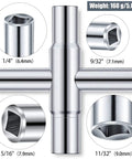 4 Way Sillcock Water Key Set 2 Pack Heavy Duty Steel Cross Wrench with 1/4, 9/32, 5/16, and 11/32 inch sizes
