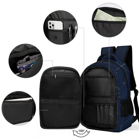 Interior compartments of Galaxy Themed Backpack With Large Capacity For Everyday Use Unisex Durable Polyester Daypack featuring space graphic