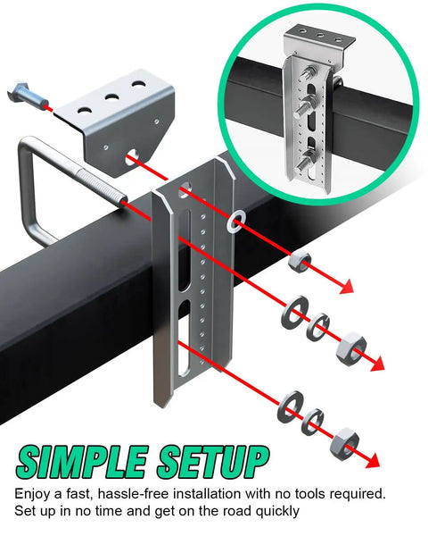 Installation guide for Rock Solid Heavy Duty Boat Trailer Bunk Brackets 4 Pack With Galvanized Steel Swivel Top Mount and Anti Slip Design
