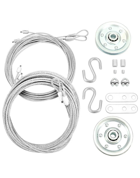 Heavy Duty Garage Door Cable And Pulley Replacement Kit With Two 3 Inch Stationary Pulleys And Two Galvanized Aircraft Cables