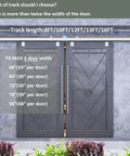 Beefy 16 Ft Exterior Box Track Barn Door Hardware Kit For Outdoor Use Heavy Duty Wall Mount Rail System For Double Sliding Doors