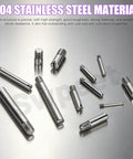 Pro Grade 48 Pcs M4 Dowel Pin Kit With Slotted Pins In 6 Sizes M4x6/10/16/20/25/30mm, 304 Stainless Steel External Thread Locating Pins