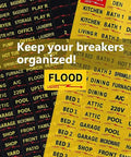 Kick Ass Circuit Breaker Labels Designed To Tame Your Electrical Panel With A Super Solid Grip That Keeps Yellow Markers Secure Indoors Or Outdoors For Hassle Free Home Repair Jobs, featuring various durable yellow adhesive labels for circuit breakers.