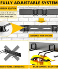 Heavy Duty Garage Tool Organizer Wall Mount 48 Inch Storage Rack With 6 Adjustable Double Hooks for Shovels, Snowboards, Rakes