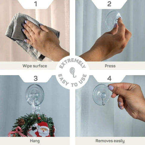 Top Rated All Purpose Suction Cup Hook Combo Set Hella Strong Rustproof Metal Claws For Glass Windows Doors Mirrors Tiles Clear Heavy Duty No Slip Grippers With 2 Large 4 Medium 4 Small Quick Install Home Hack