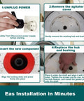 Installation guide for Washer Basket Driven Hub Kit With 52719 Bushing for heavy-duty top-load machines shown in four steps.