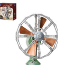 Retro Buildable Desk Fan Model For Adults Dope Green Display Piece With Motorized Oscillation Realistic Grille Weighted Base Bronze Blades