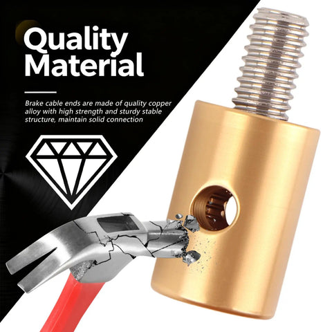 Close-up of copper alloy end cap from 24 Pack Throttle Cable Ends Kit 6mm Solderless End Caps for Car Motorcycle Bicycle