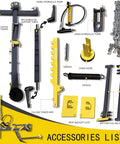 5 Ton Hydraulic Auto Body Dent Puller Kit With Pneumatic Sheet Metal Straightener And Portable Repair Stand For Easy One Person Panel Repair And Serrated Chain Clamps For Secure Dent Removal Pro Grade accessories layout