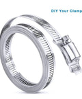 Top Grade Stainless Steel Worm Gear Hose Clamp Kit With 9.8 Ft Strip And Six Heavy Duty Clips Perfect For Auto Mods Fixing Leaks, coiled strip and clamp