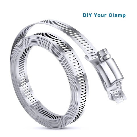 Top Grade Stainless Steel Worm Gear Hose Clamp Kit With 9.8 Ft Strip And Six Heavy Duty Clips Perfect For Auto Mods Fixing Leaks, coiled strip and clamp