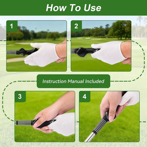 Retractable Golf Swing Trainer With Click Sound And Posture Correction Arm Band For Right Handed Golfers Indoor And Outdoor Training Aid For Beginners To Pros Grip Trainer usage instructions