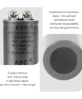 Reliable 150MFD 125VAC CD60 Motor Start Run AC Capacitor Cylinder Type Replacement, close-up of terminals and side view.