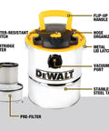 Tough As Nails Ash Vacuum With 4 Gallon Metal Canister And 4 HP Motor Delivers Real Deal Suction And Efficient Filtration showing parts labeled