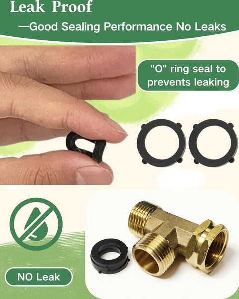 Beefy Brass Hose Tee Fitting Three Quarter Inch GHT Female To Male To Male Three Way Swivel Connector For Yard Watering Rust Resistant Leak Free Outdoor Hose Adapter Heavy Duty And Easy To Attach, brass tee with O-ring seals