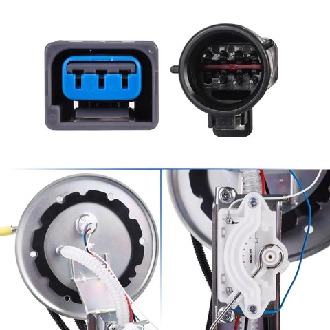 Close-up of connectors and components of Fuel Pump Assembly For Ford Crown Victoria Lincoln Town Car Mercury Grand Marquis 4.6L V8 2003 2010 Drop In Replacement Not For Flex Fuel Models With Easy Install And Stronger Flow 4W1Z-9H307-AA E2336S