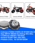 Gas Tank Cap For Mini Bikes And Go Karts Including CT200U BT200X MB165 MB200 Doodlebug TrailMaster RT200 Axis M200
