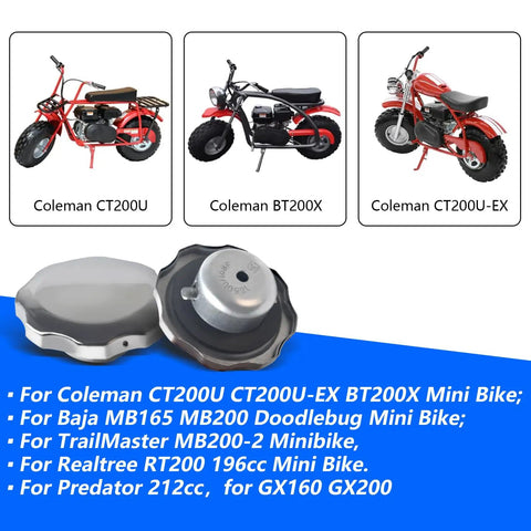 Gas Tank Cap For Mini Bikes And Go Karts Including CT200U BT200X MB165 MB200 Doodlebug TrailMaster RT200 Axis M200