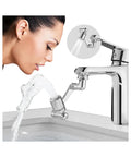 1080 Degree Swivel Faucet Extender with Splash Water Aerator showing hands-free face wash feature in use