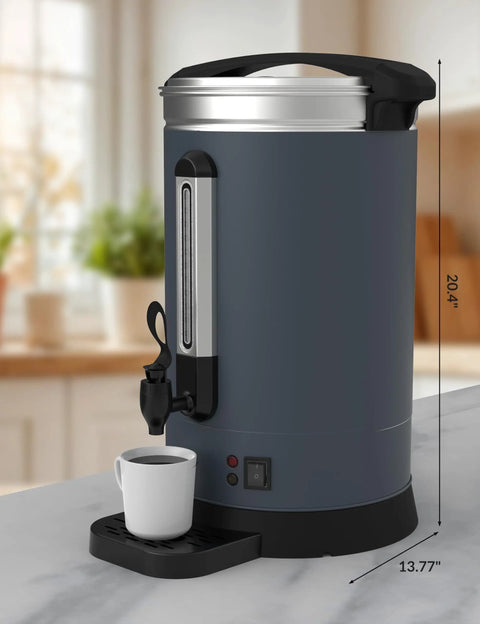 Large Capacity Stainless Steel Coffee Urn 12L Electric Coffee Maker With Double Wall Insulation on a kitchen counter
