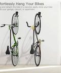 Heavy Duty Bike Wall Mount With Fixed Hook 2 Pack Iron Bike Hanger Brackets For Garage Vertical Storage Rack To Easily Hang And Detach Screws Included Sturdy Wall Mounting System For Secure Bike Storage showing mounted bikes