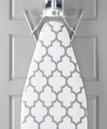 Deluxe Ironing Board Cover And Pad For Standard 54 By 15 Inch, 100 Percent Cotton With 3mm Foam Padding, Medallion Grey pattern.
