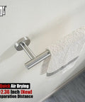 Brushed Finish 5-Piece Bathroom Hardware Set With Wall Mount For Tight Spaces Includes 24 Inch Towel Bar 7 Inch Towel Ring Toilet Paper Holder And 2 Towel Hooks Rust-Resistant Stainless Steel BAS165-BN showing 24 inch towel bar with towel