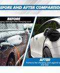 Before and after comparison of Heavy Duty EV Charging Port Cover Keeps Your Electric Ride Safe With All Season Weatherproof Shields.