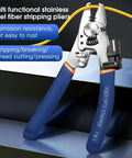 8 In 1 Fiber Optic Stripper Tool For FTTH Telecom Wires All In One Workhorse Cable Stripping Cutter For 2mm By 3mm Regular Fiber And 1.6mm By 2.1mm 5G Fiber Lightweight Durable Pliers, stainless steel
