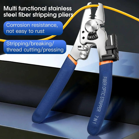 8 In 1 Fiber Optic Stripper Tool For FTTH Telecom Wires All In One Workhorse Cable Stripping Cutter For 2mm By 3mm Regular Fiber And 1.6mm By 2.1mm 5G Fiber Lightweight Durable Pliers, stainless steel