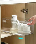 No-Drill Silent Drawer Slides Set With Heavy-Duty Kitchen Cabinet Pull-Out Tracks for pantry, shown with pull-out organizer