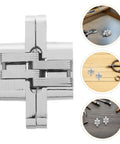 Concealed Hinge Set 43mm For Cabinet Doors 4 Pack Zinc Alloy Cross Hidden Hinges With 180 Degree Opening