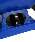 Heavy Duty 1 HP Workhorse Industrial Belt And Bench Grinder Combo Featuring Multitool Attachment power switch and frame detail.
