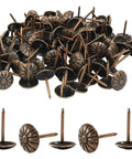 Premium Red Copper Upholstery Tacks 100 Pack 7/16 Inch Antique Furniture Nails, heavy-duty decorative fasteners with a smooth finish.