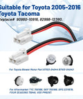 2Pcs Blower Motor Connector Harness For Toyota Tacoma 2005 2016 Replacement Plug Wire Harness Pigtail Kit With Heat Shrinks Connectors Direct Fit OEM Style, white connector and red black wires