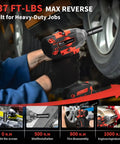 Cordless Impact Wrench Half Inch High Torque 21V Brushless Motor Delivers 1000N.m Peak With Two 4.0Ah Batteries in use on car tire