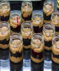 30ml Clear Glass Vials With Secure Aluminum Screw Caps Including Gaskets Set of 30 Airtight Leakproof Spice Bottles filled with dessert layers.