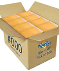 Open box of 500 brown 4x8 Inch Bubble Mailers Self Seal Padded Envelopes with MailerView branding, ideal for card collections.
