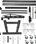 Badass 2 Ton Hydraulic Engine Hoist Folding Cherry Picker Crane parts including frame, chains, wheels, and hydraulic lift components.