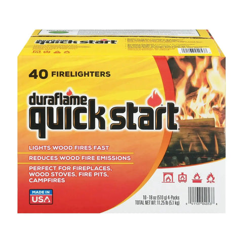 Instant Start Firelighters 40 Count Case For Easy Ignition In Fireplaces Grills And Fire Pits No Mess Clean Burn For Camping