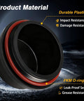 Close-up of Two Pack Trailer Bearing Dust Cap with O Ring Grease Cover, showing FKM O-rings and durable plastic material.