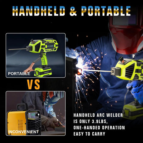 Grab-And-Go 110V Portable Handheld Arc Welder For Home DIY Projects showing portability versus traditional welder.