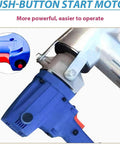 Heavy-Duty 1500W Screw Conveyor With 60-Inch Reach motor close-up showing push-button start